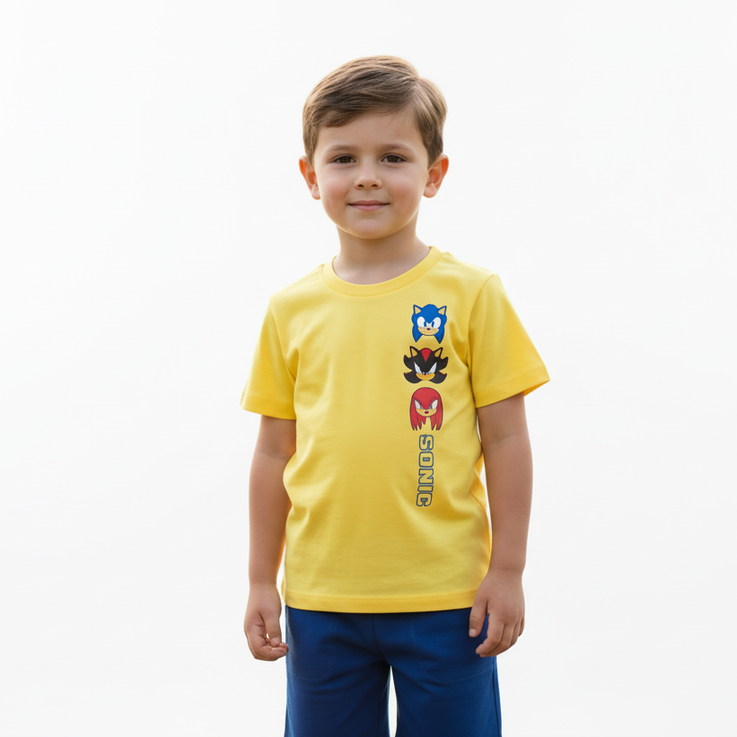 Set conjunto 2 piezas camisa amarilla short azul niño Sonic St Jacks 3000181202