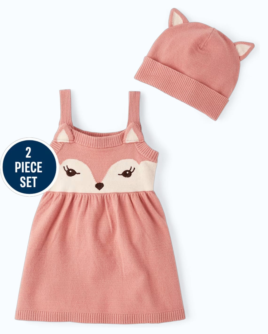 Set conjunto 2 piezas jumper vestido gorro rosado zorro bebe niña Gymboree 3054419