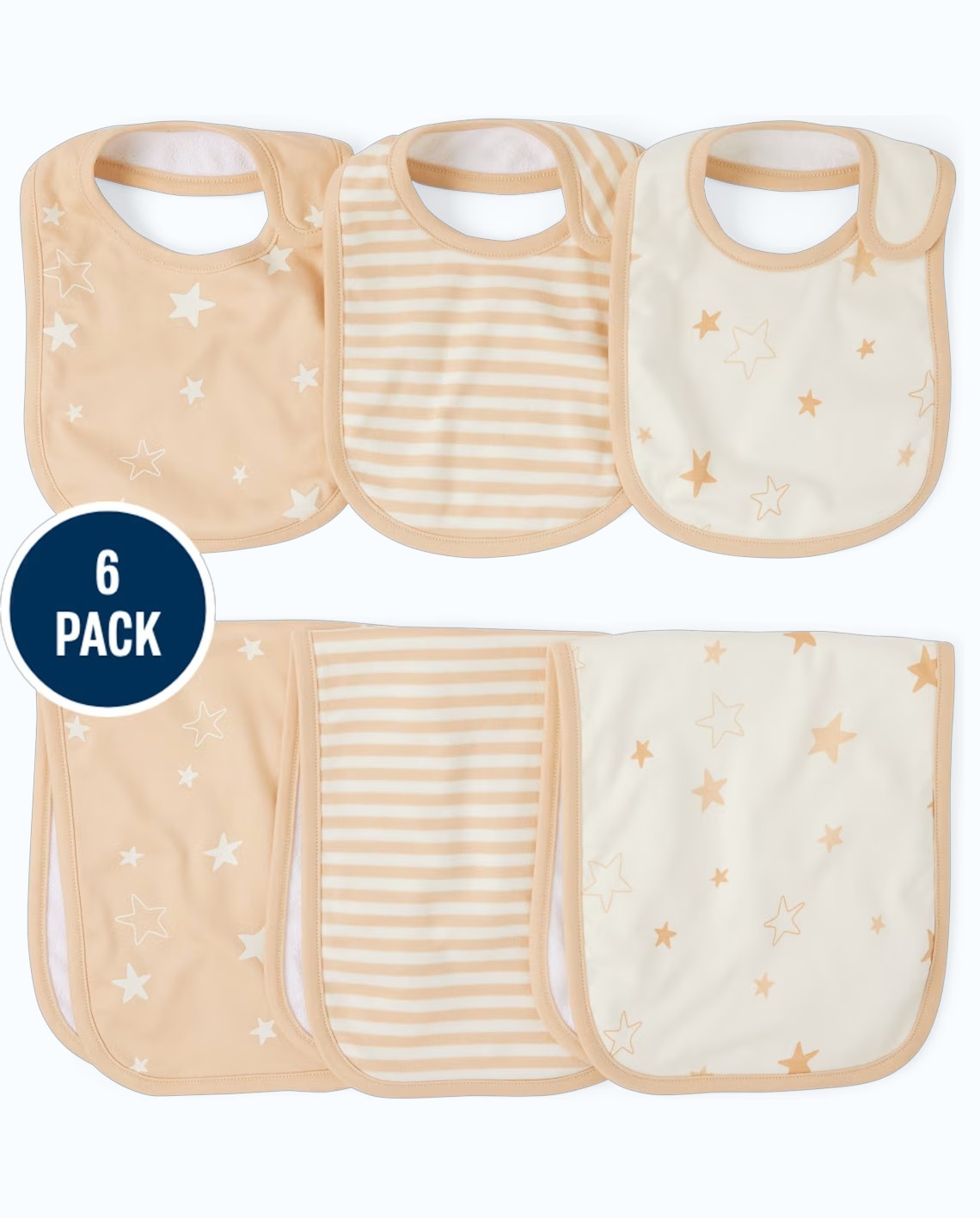 Set 6 piezas babero sabana beige bebe niño niña Childrens Place 3055108