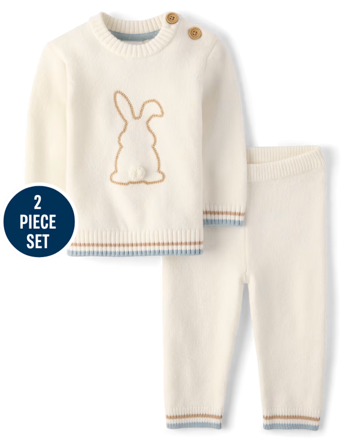 Set conjunto 2 píezas camisa pantalon blanco conejo bebe niño Childrens Place 3058442