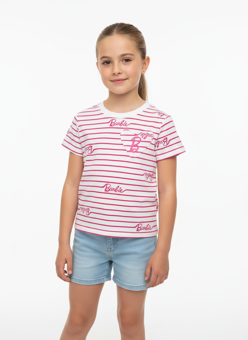 Camisa blanca rosado claro niña Barbie Disney BA-90049