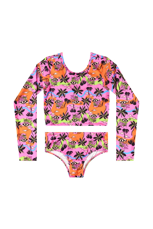 Traje de baño Bikini Gloss Rosa Palmeras Larga Niña Grande 31886_SB0379