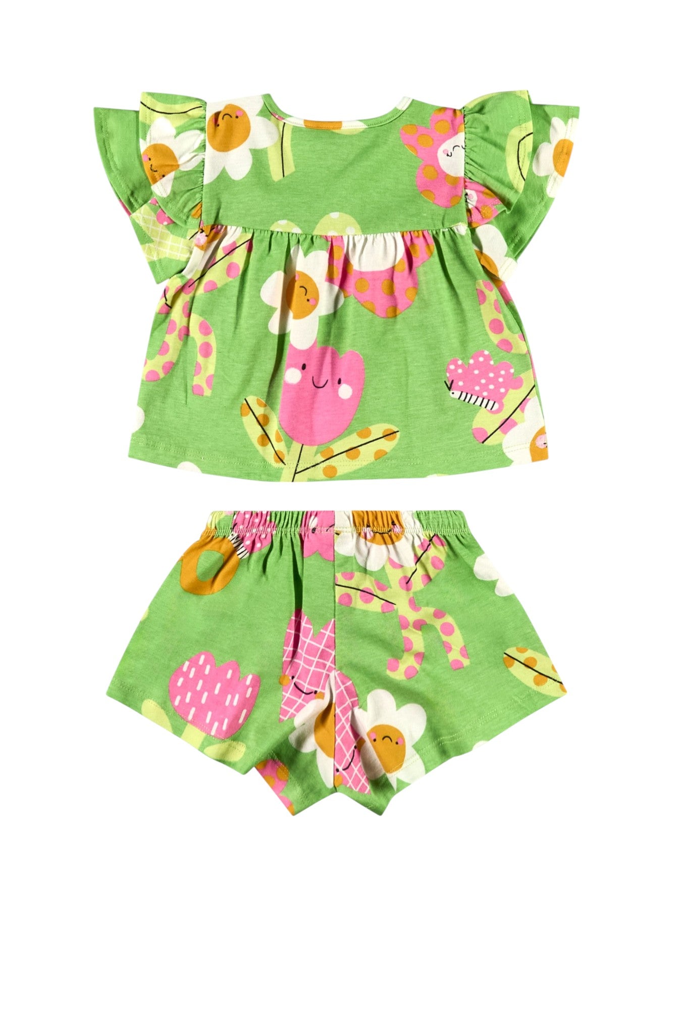Set 2 piezas niña flores color verde limon 34127-FLO965