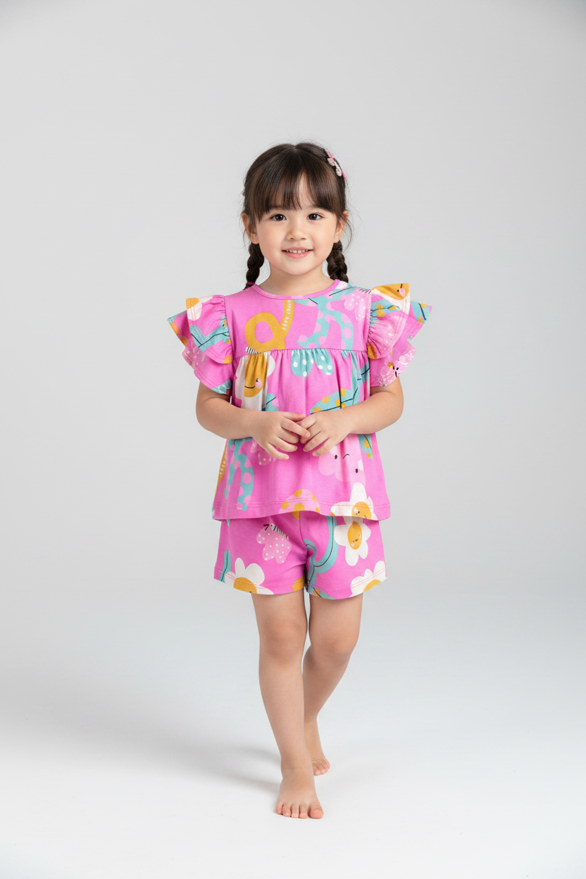 Set 2 piezas bebe niña flores color rosado 34127-FLO966 promo 3x1000