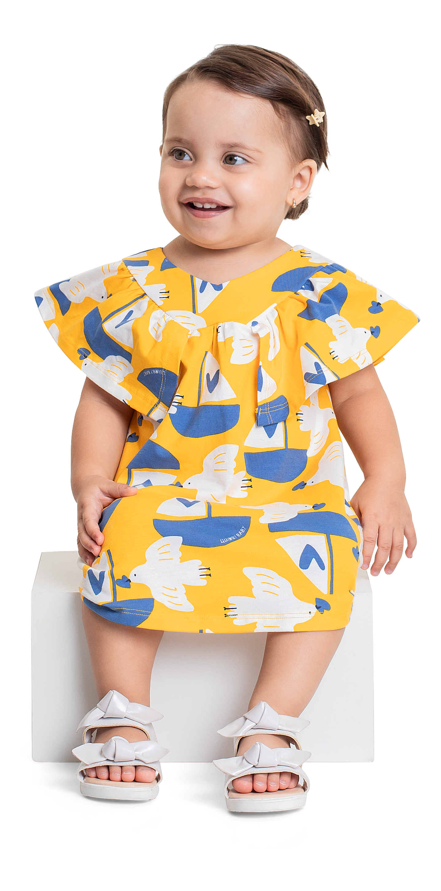 Vestido bebe niña amarillo quimby 34131-AB2167 ave corazón