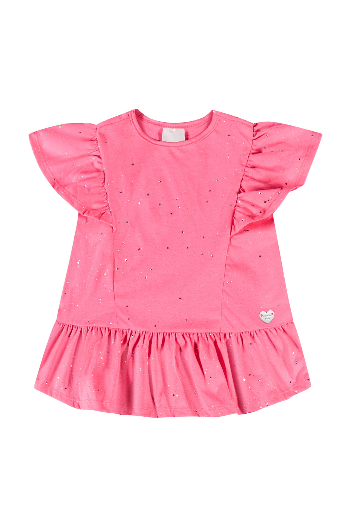 Vestido bebe niña color rosado 34142 GLI 016 revuelos glitter