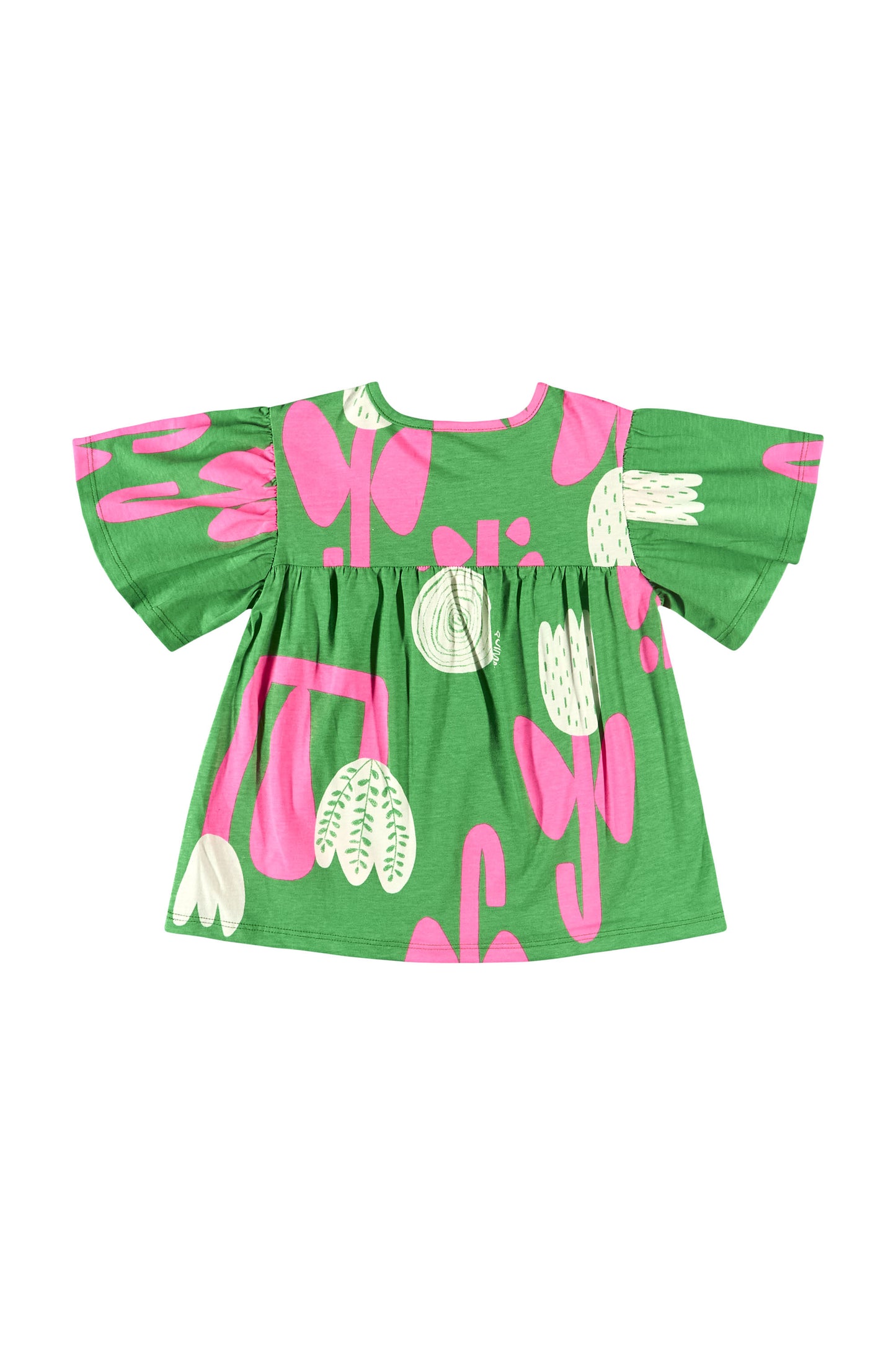 Set blusa y short Verde Olivo niña quimby 34186 FLO983 tulipanes