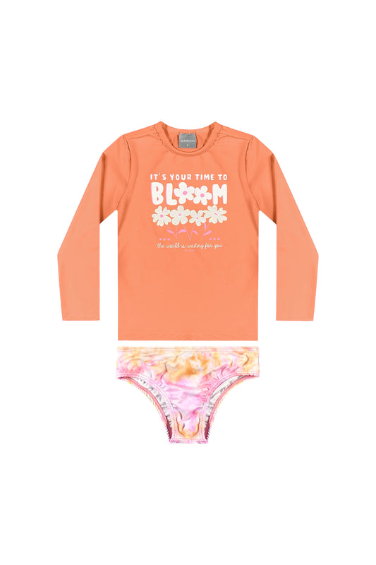 Traje de baño niña manga larga Quimby color naranja 34205 - 022384