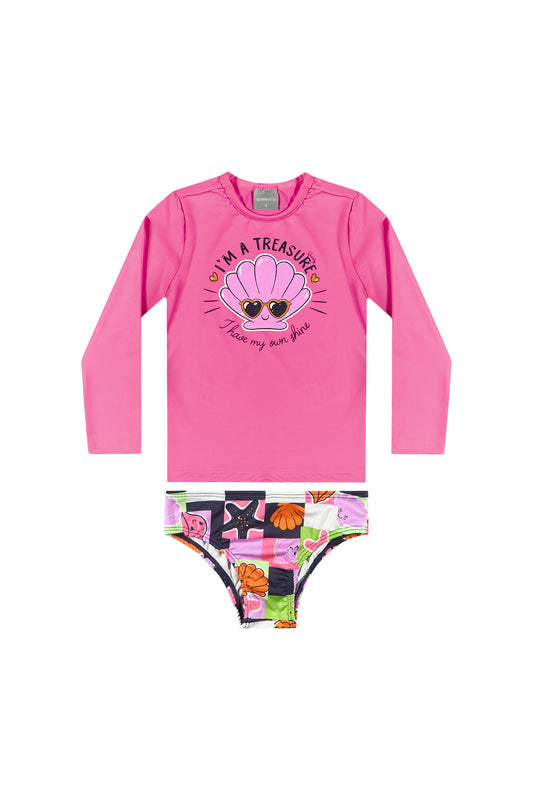 Traje de baño niña manga larga Quimby color rosado 34205 - 033253