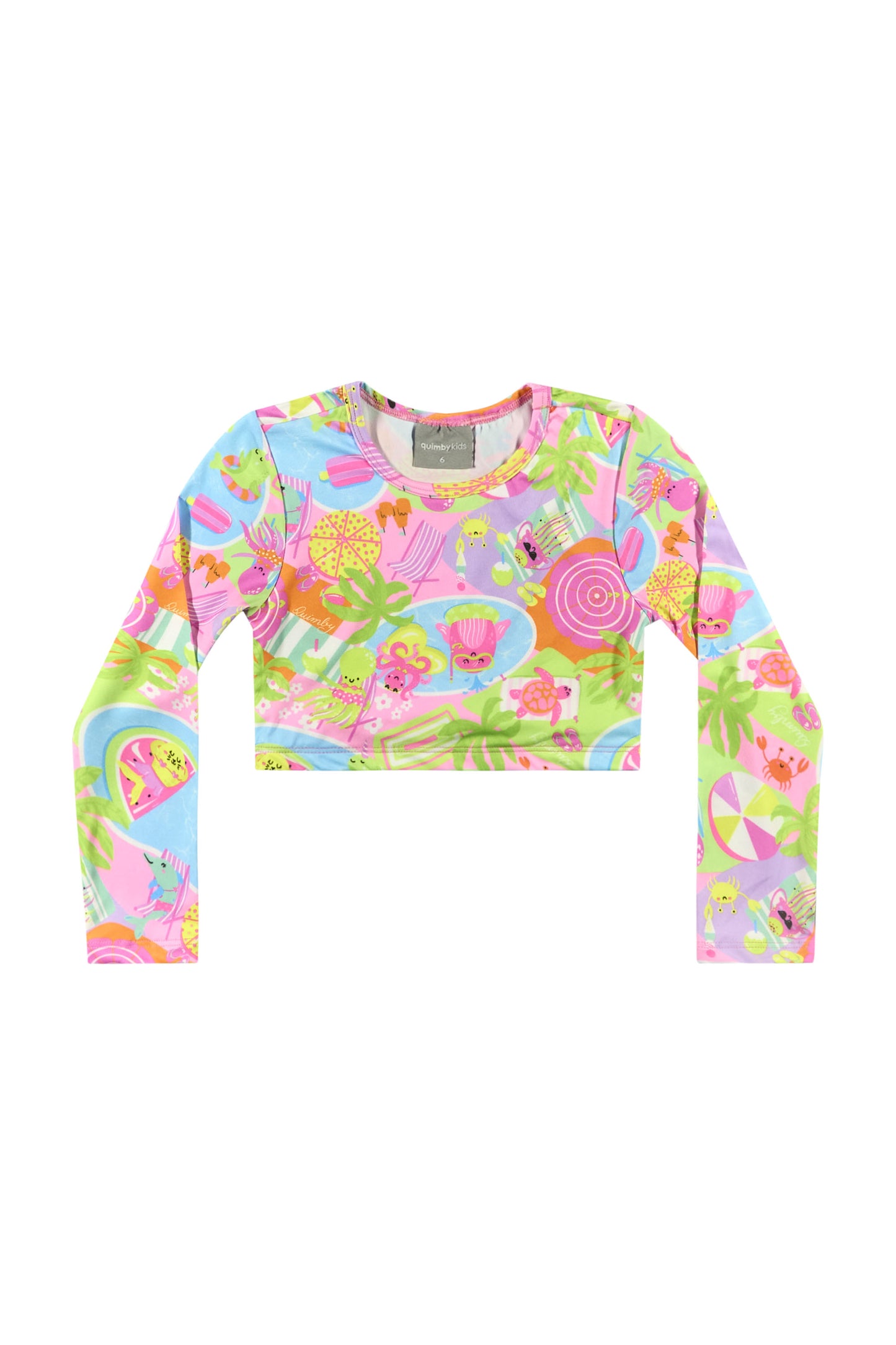 Traje de baño niña manga larga Quimby verde estampado 34206 - SB0403