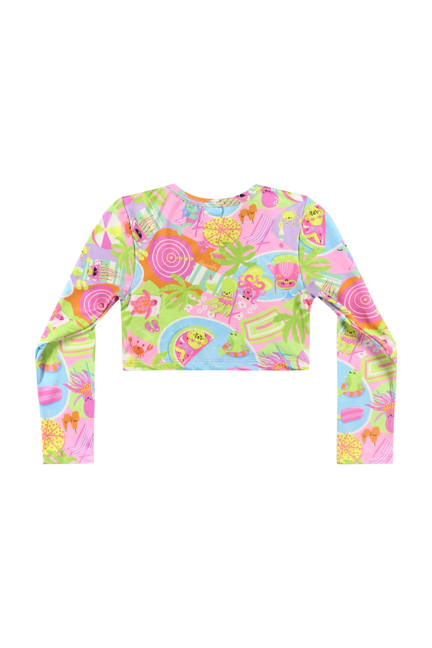 Traje de baño niña manga larga Quimby verde estampado 34206 - SB0403