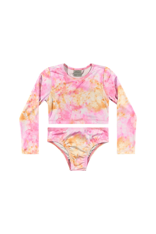 Traje de baño niña manga larga Quimby rosado 34206 - SB0410