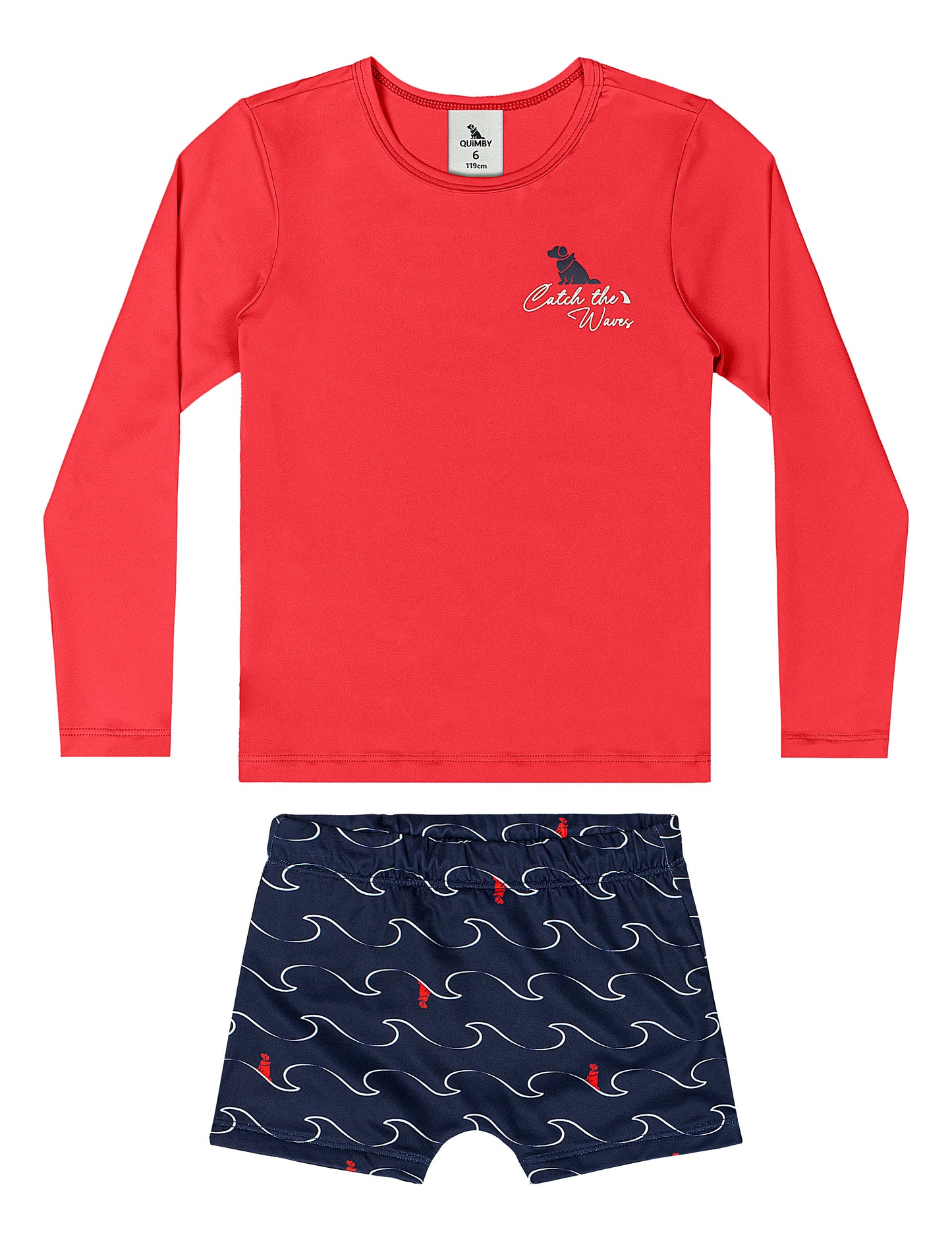 Set traje de baño 2 piezas camisa roja niño Quimby 34516-191763