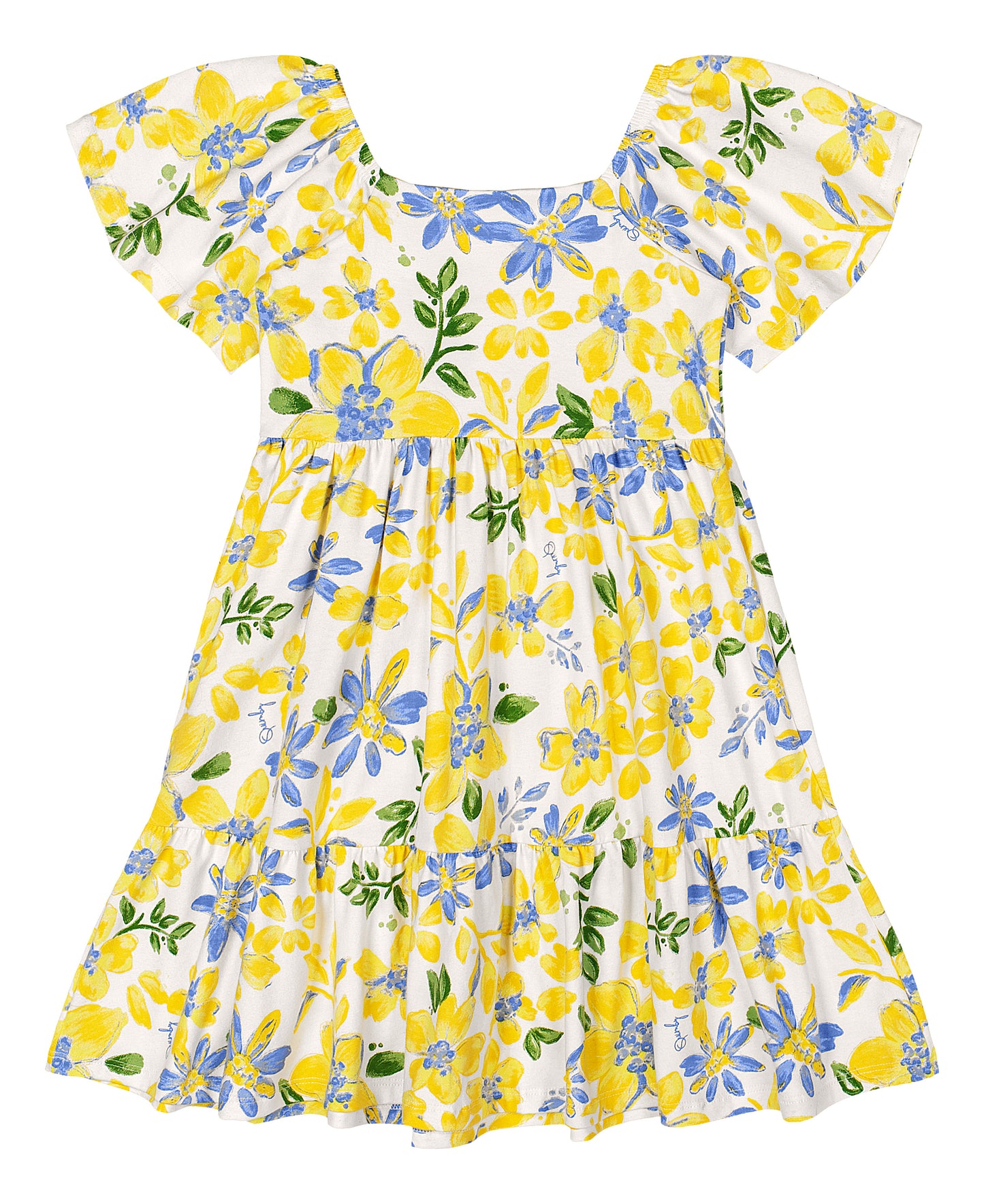 Vestido amarillo floreado niña Quimby 34535-FL0019