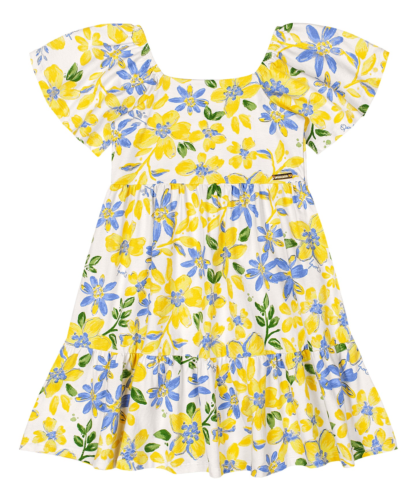 Vestido amarillo floreado niña Quimby 34535-FL0019