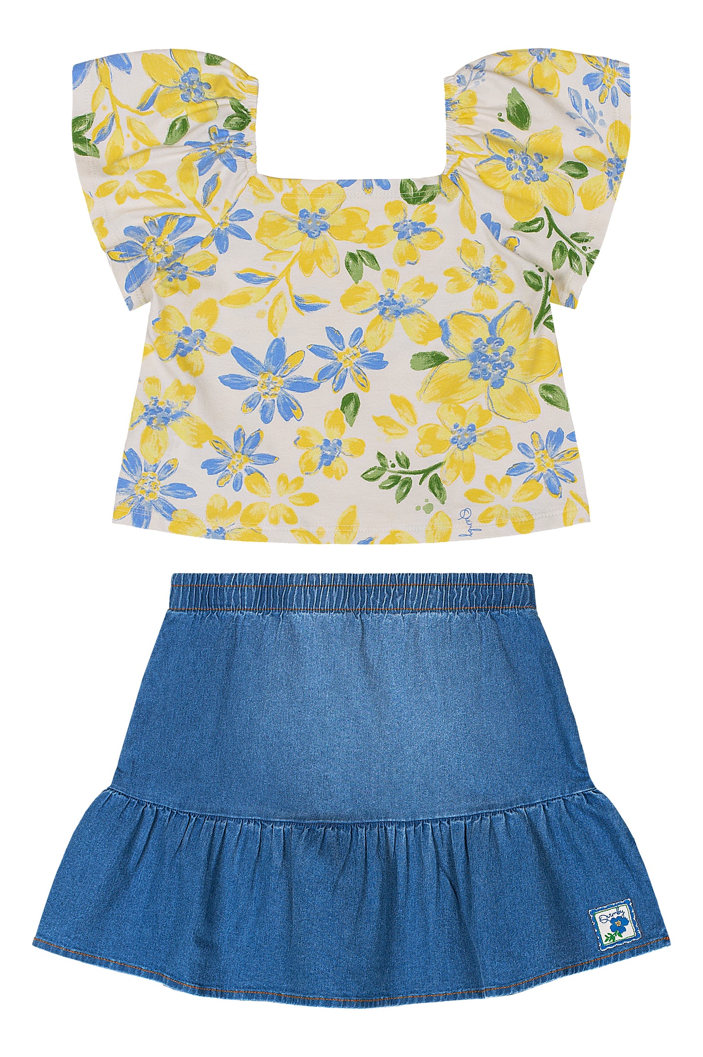 Set conjunto amarillo floreado niña Quimby 34536-FL0019