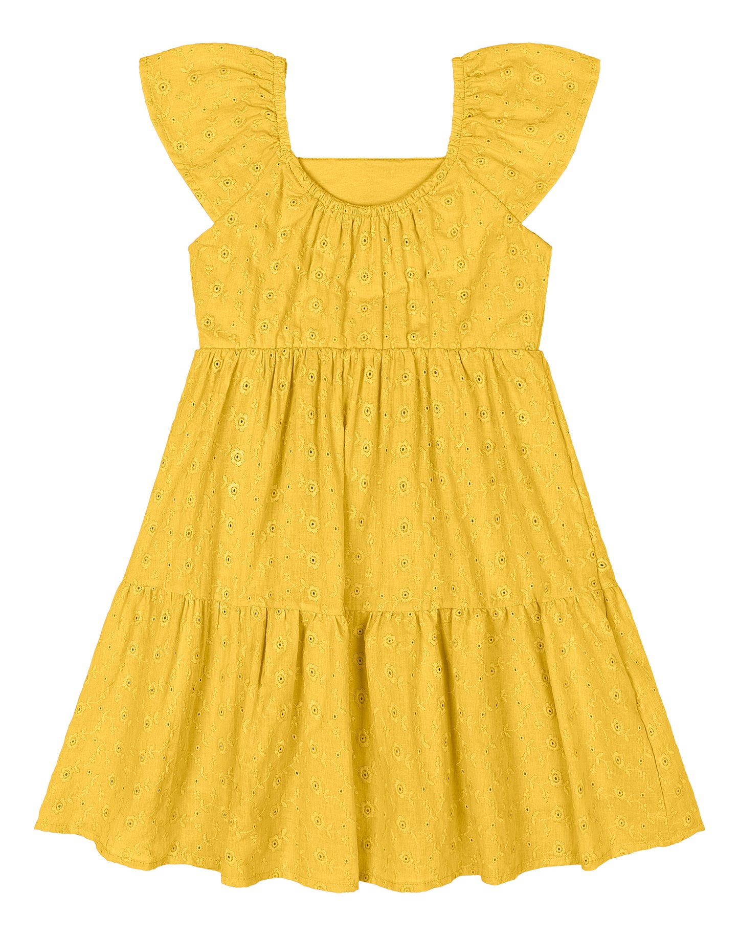Vestido amarillo niña blonda revuelos Quimby 34538-120736