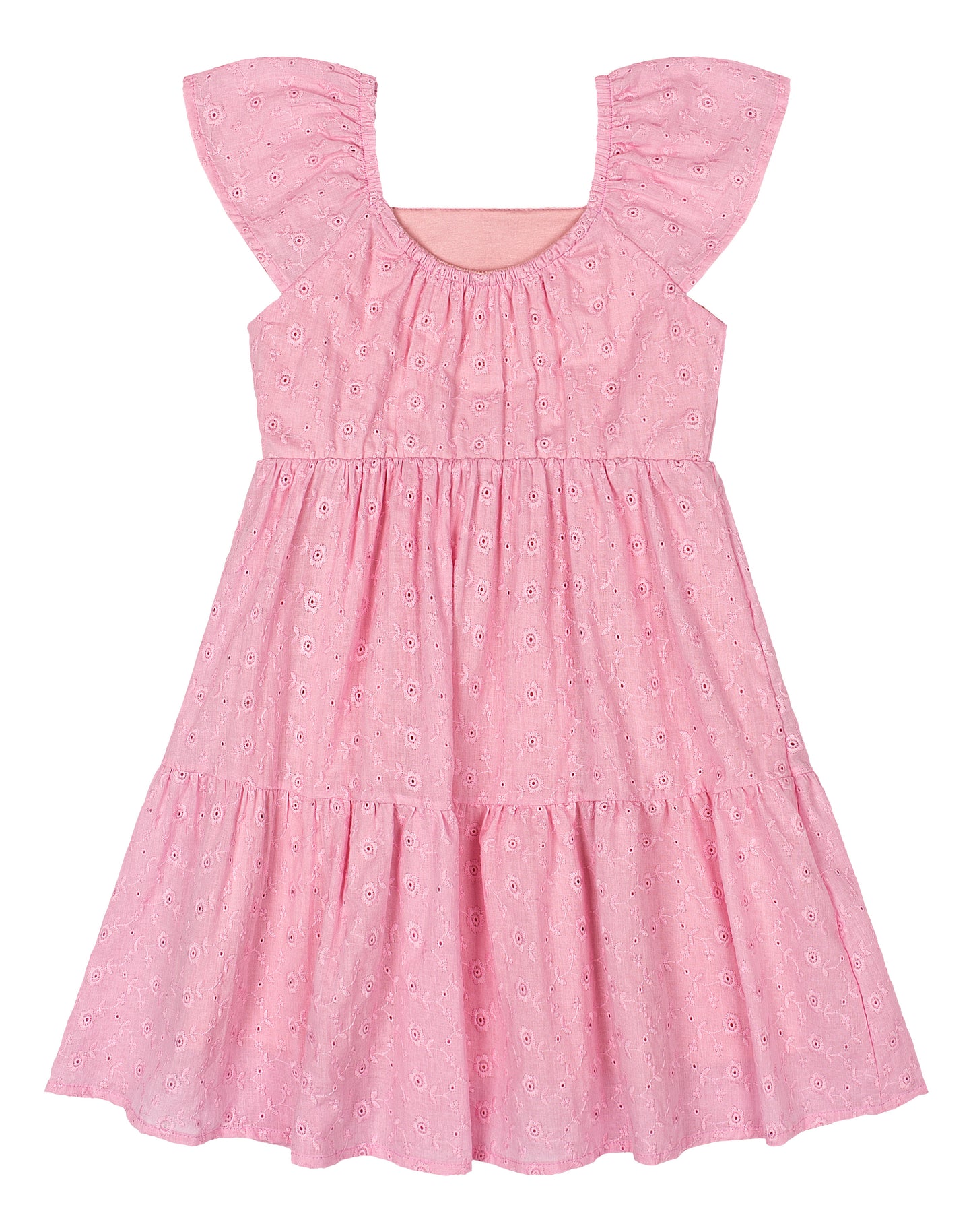 Vestido rosado niña blonda revuelos Quimby 34538-132807