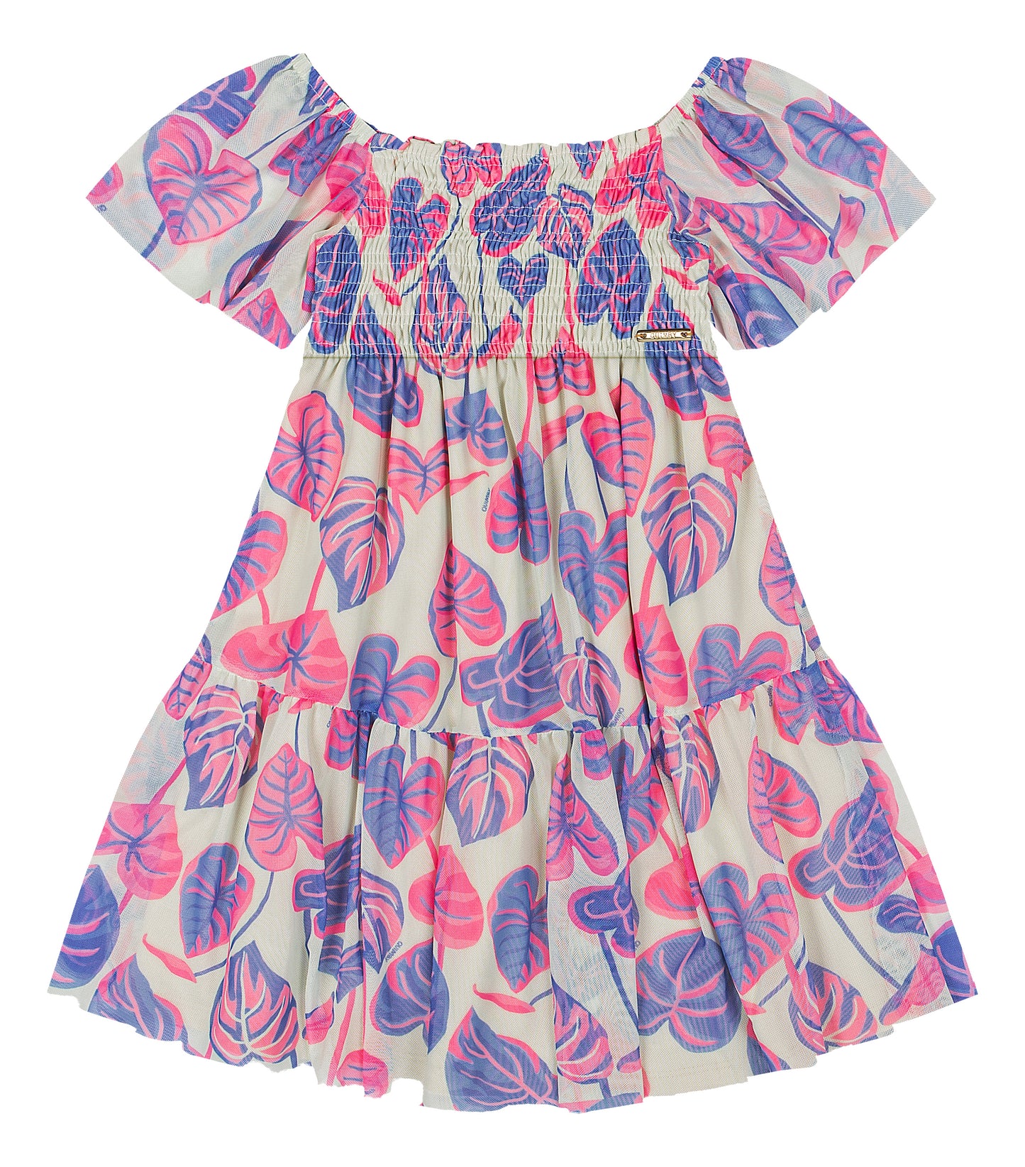 Vestido multicolor morado hojas floreado niña Quimby 34548-SB0516