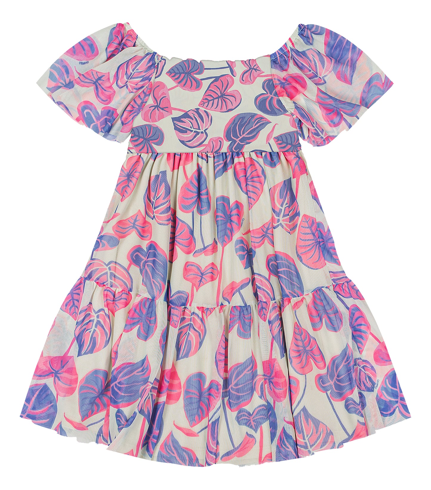 Vestido multicolor morado hojas floreado niña Quimby 34548-SB0516
