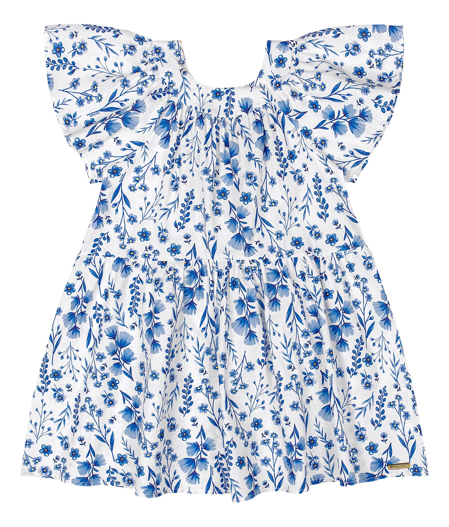 Vestido azul flores revuelos niña Quimby 34551-153919