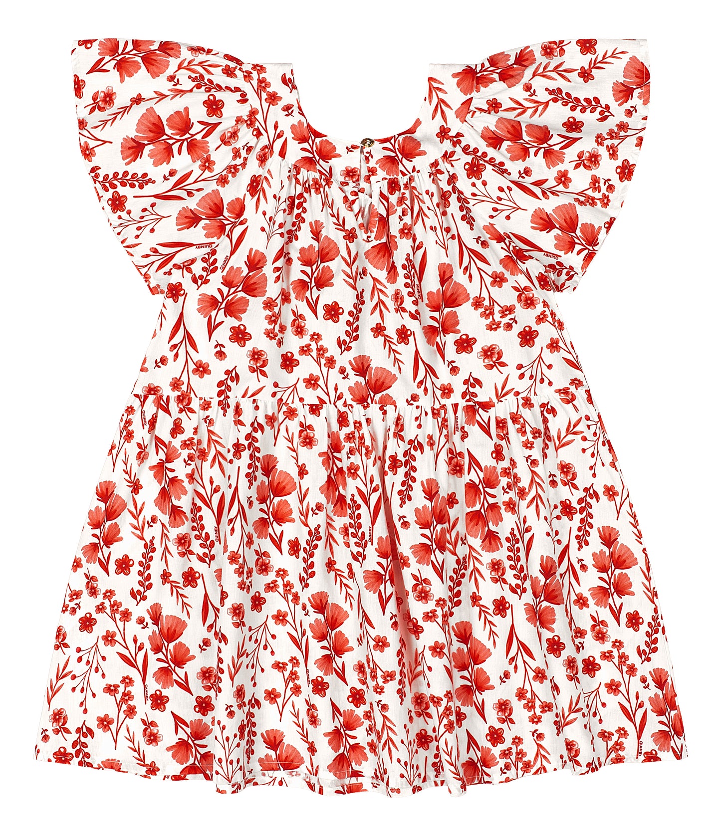 Vestido rojo flores revuelos niña Quimby 34551-191763