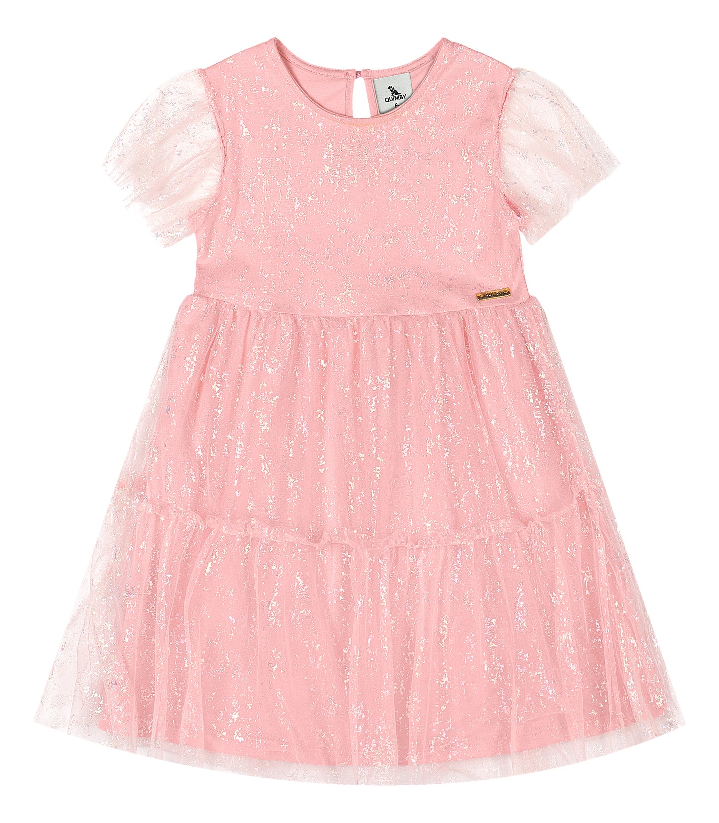 Vestido rosado gala glitter niña Quimby 34564-131906