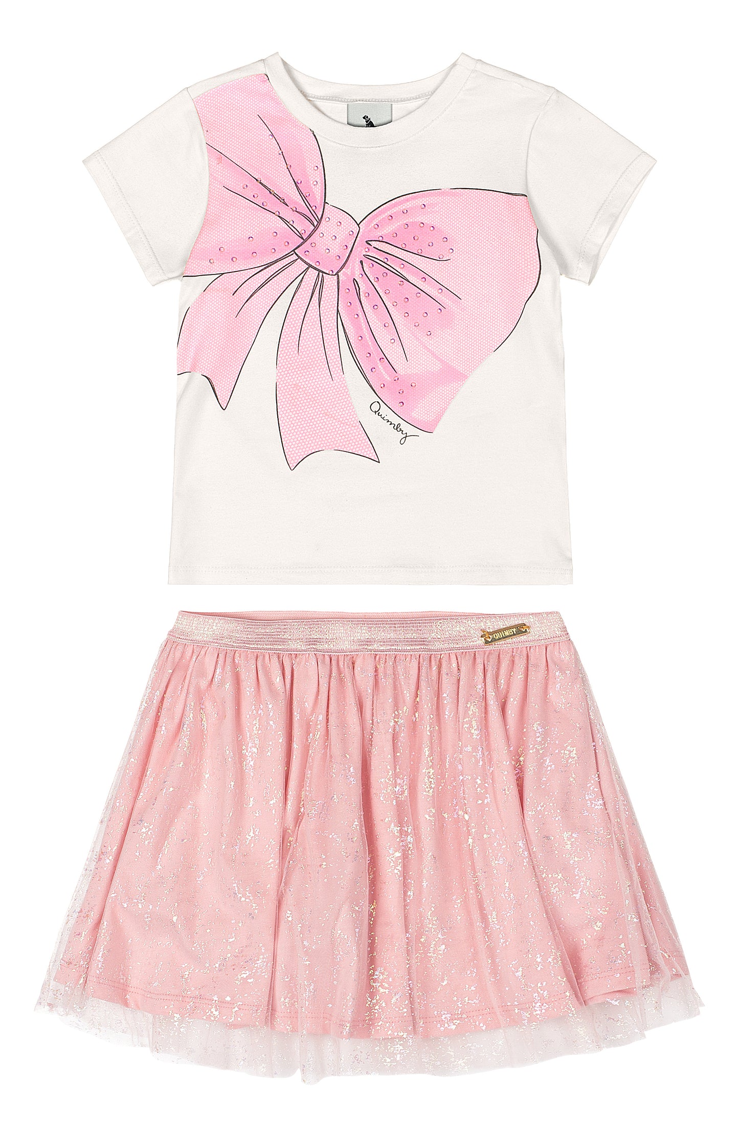 Set conjunto 2 piezas tutu Quimby blanco y rosado niña 34565-000106
