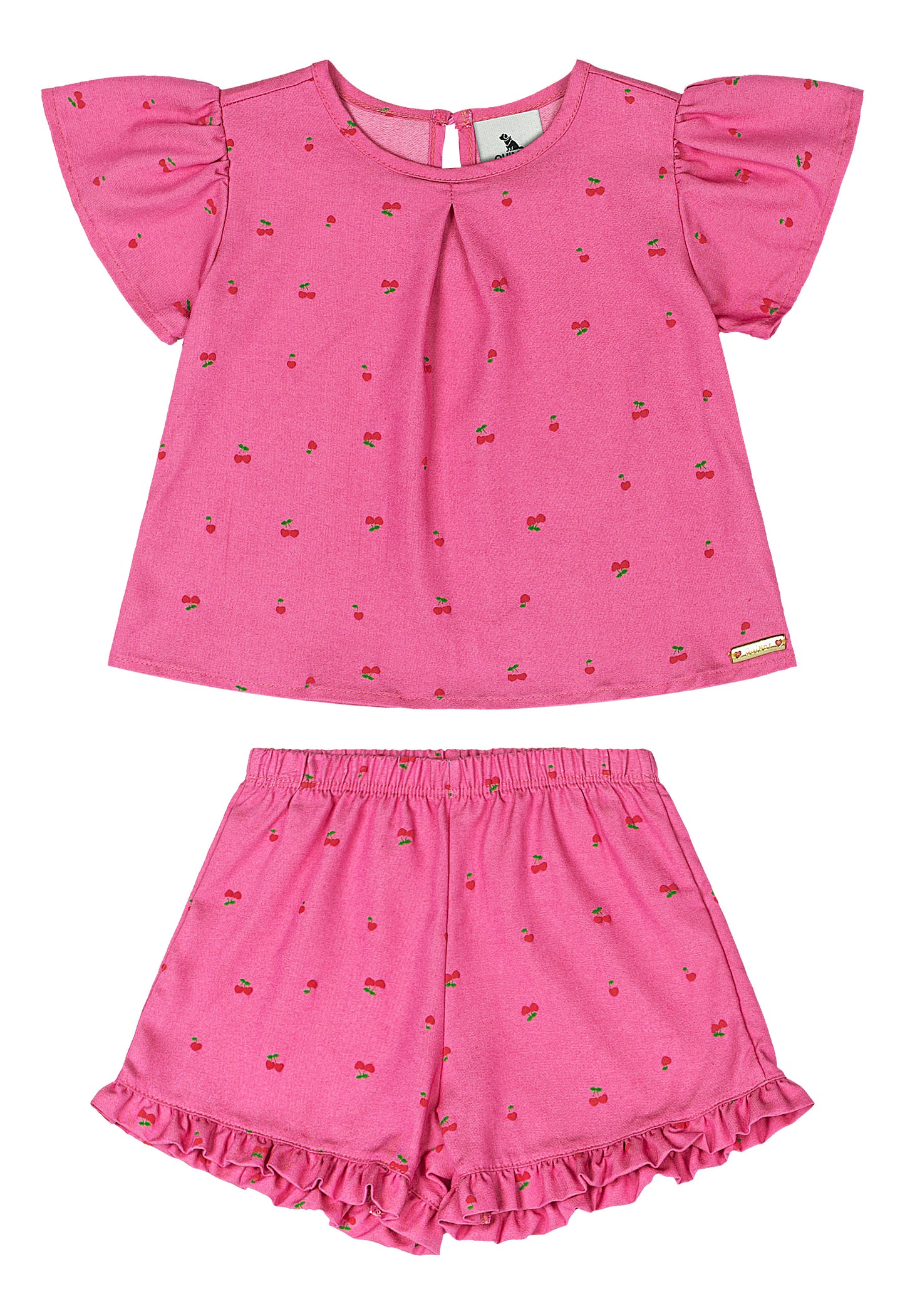 Set conjunto rosado blonda bebe niña Quimby 34575-BOL201