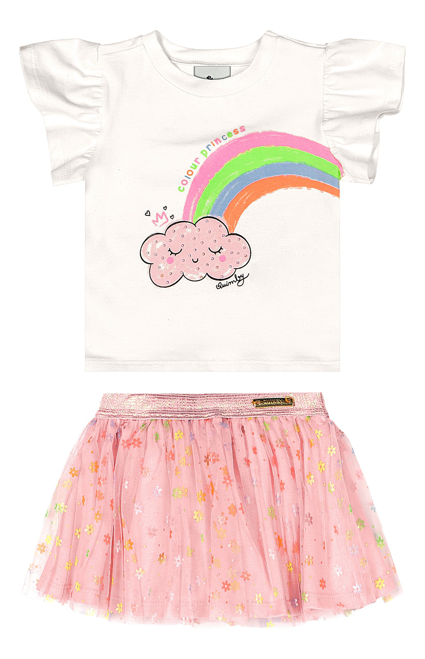 Set conjunto tutu blanco rosado niña Quimby 34582-000106