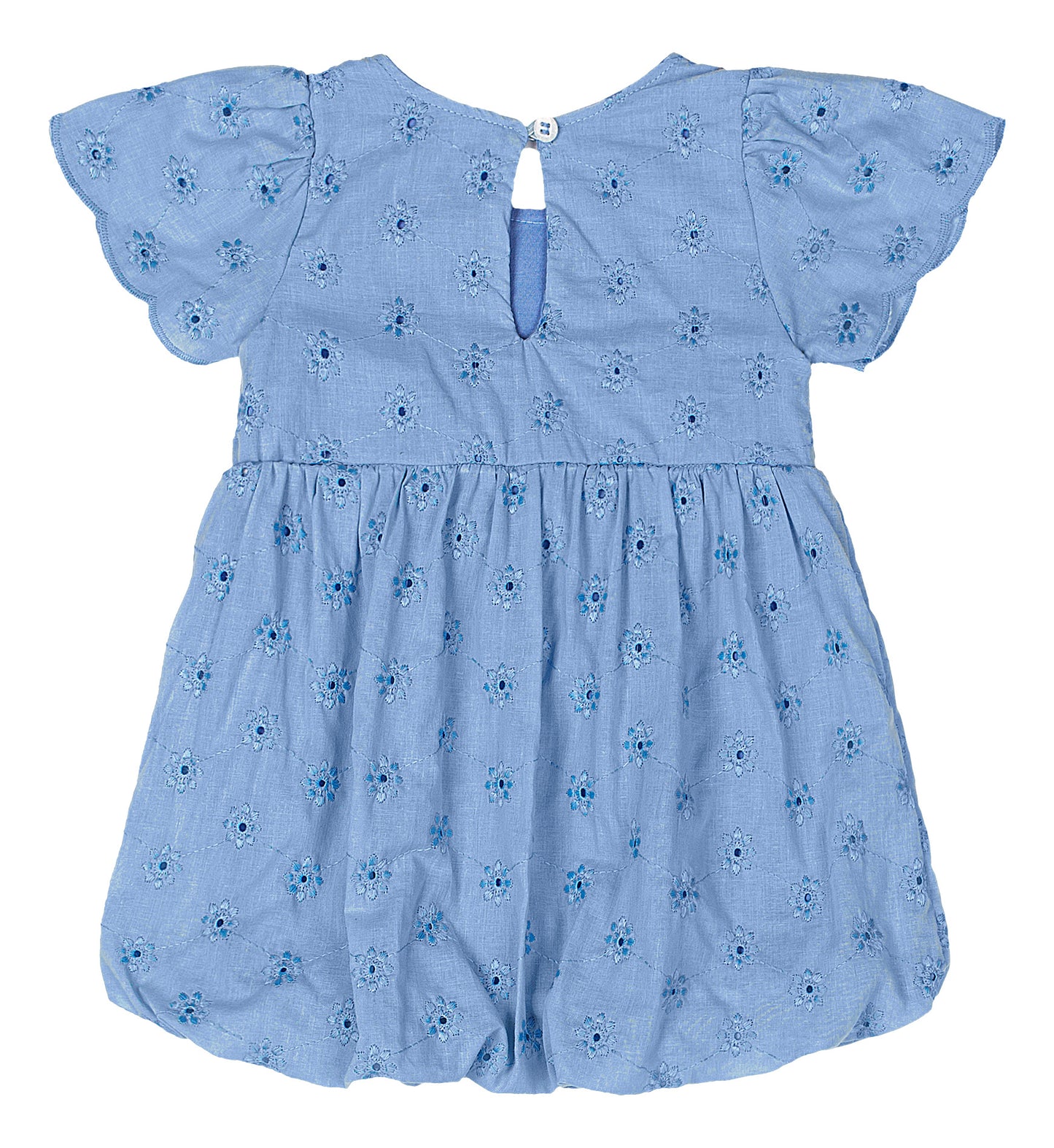 Vestido azul revuelos blonda bebe niña Quimby 34584-144124