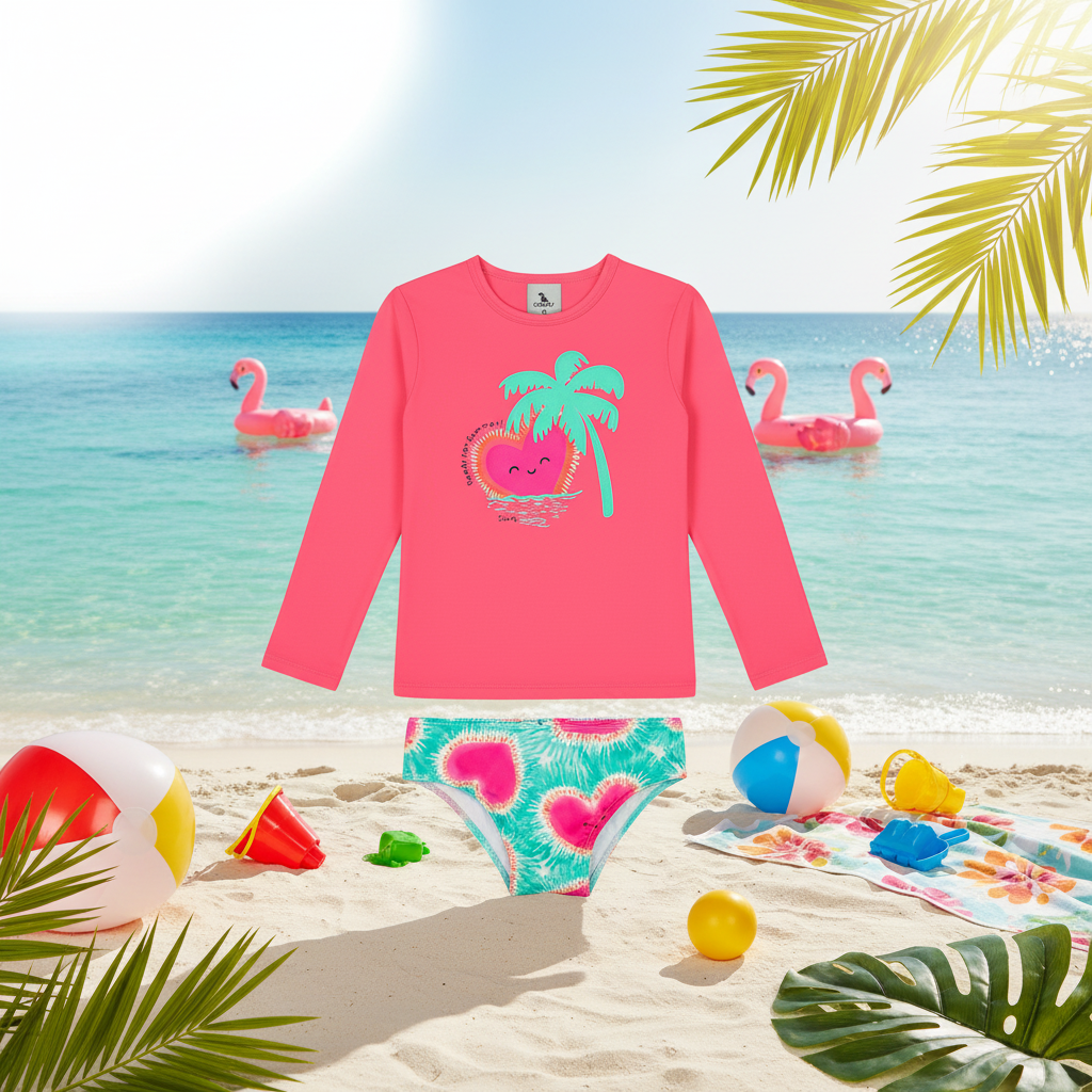 Set traje de baño 2 piezas rosado Quimby niña 34603-061735