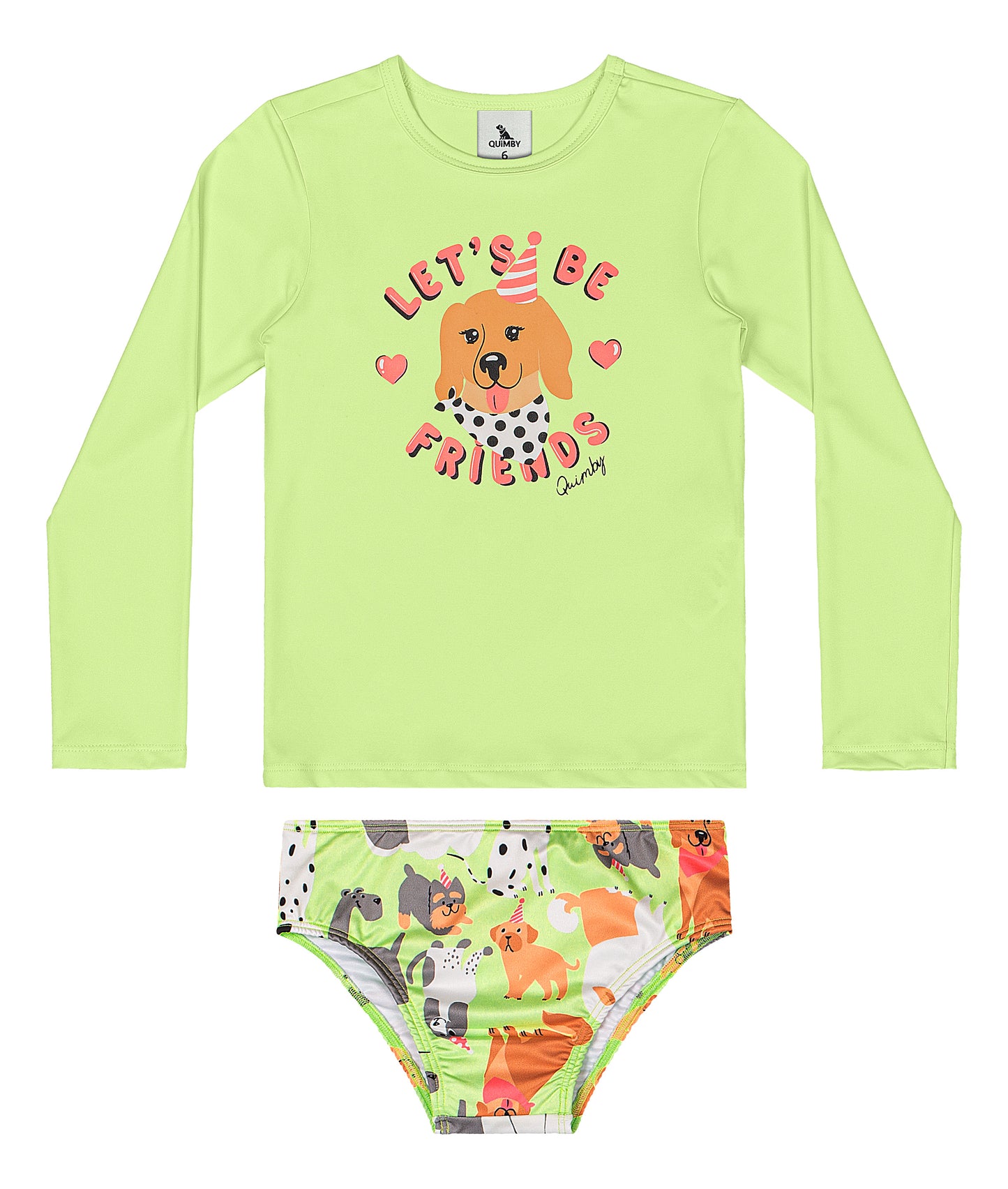 Set traje de baño 2 piezas perrito verde Quimby niña 34603-130220