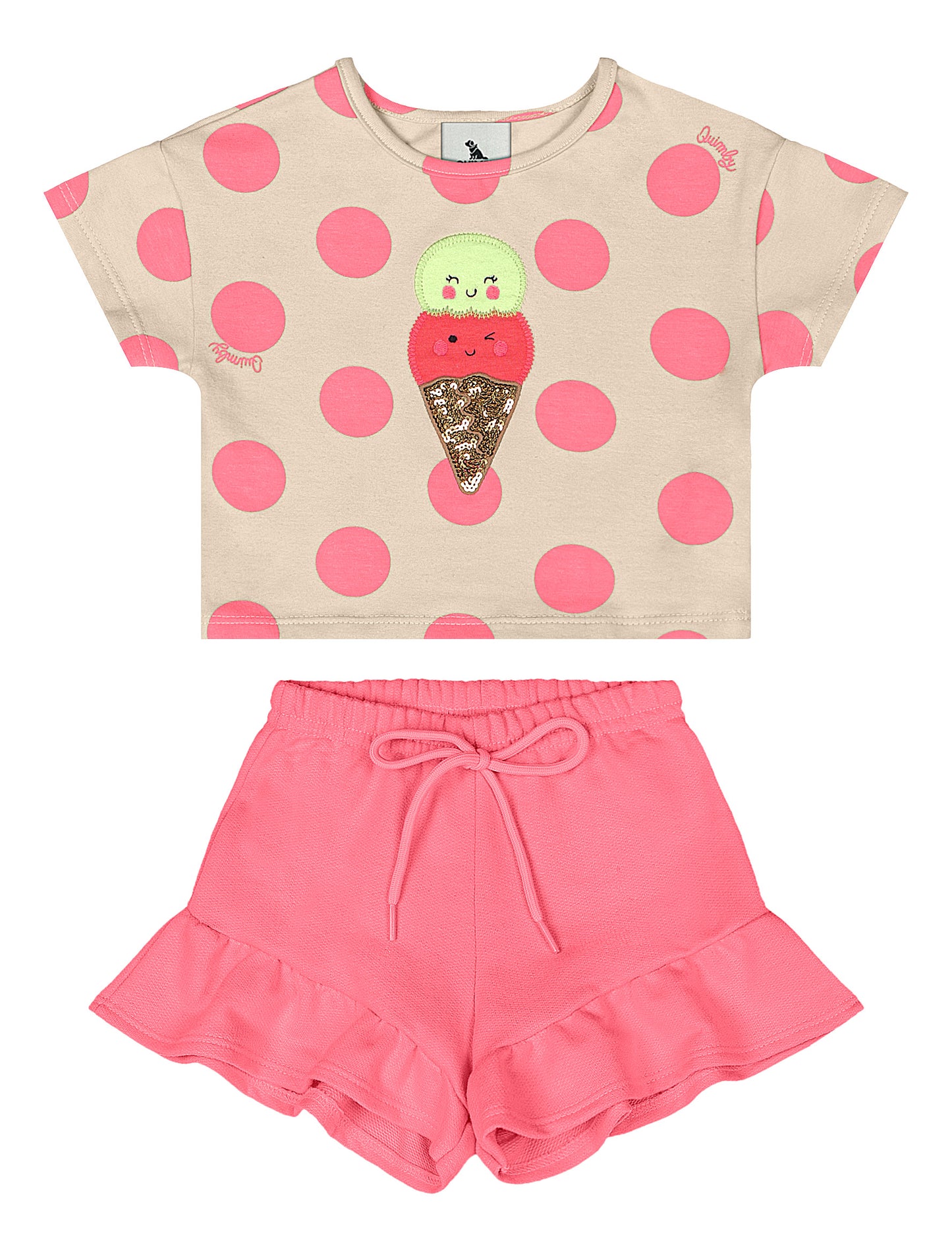 Set conjunto helado rosado bebe niña Quimby 34616-BOL204