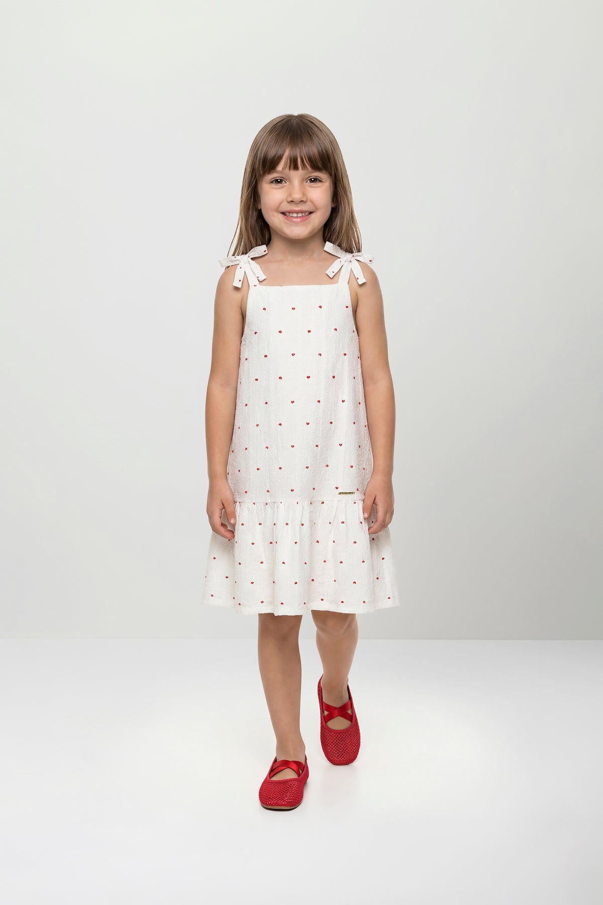 Vestido blanco niña corazones Quimby 35199-114202