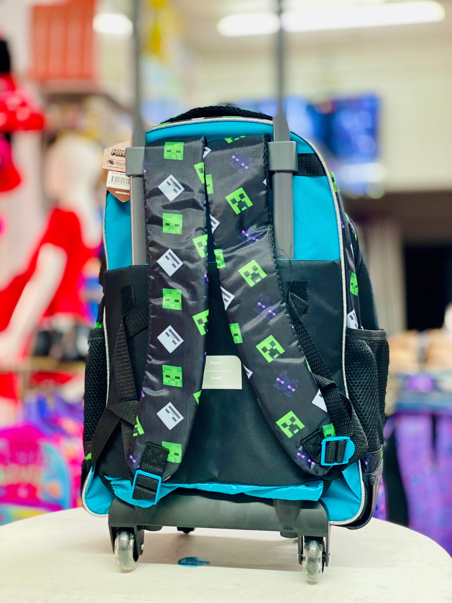 Mochila ruedas azul Minecraft diamond Carretilla 17 pulgadas M34-220199