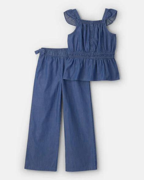 Set conjunto 2 piezas camisa pantalon denim azul niña Oshkosh 3V195810