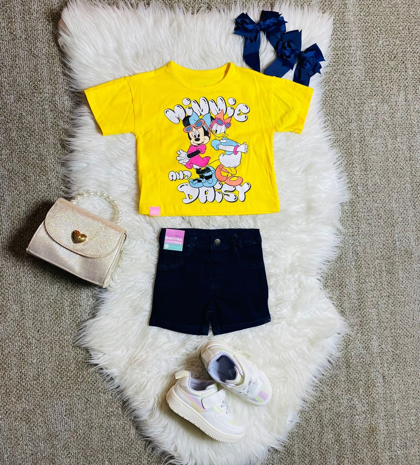 Set 2 piezas camisa amarilla bebe niña minnie disney D9-MI-1259B