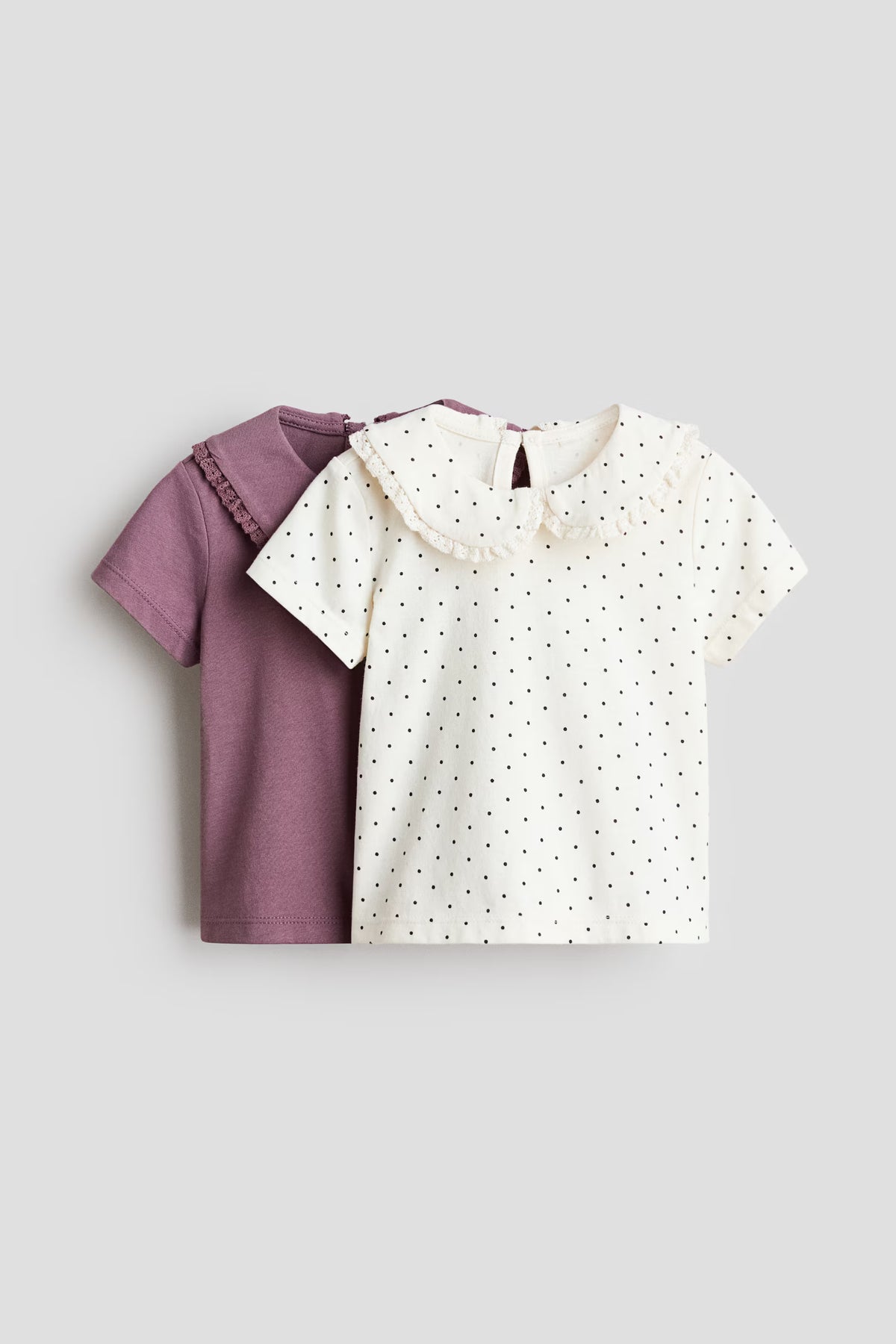Set 2 camisas morada blanca polka dot niña H&M 1315463005 Coello español Peter Pan