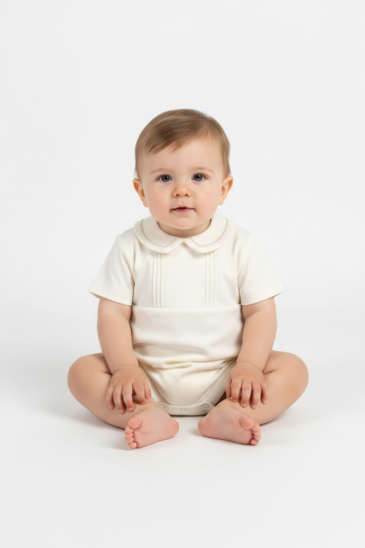 Mameluco enterizo romper overall blanco bebe niño niña Up Baby 46844-000106 bautizo salida hospital nb