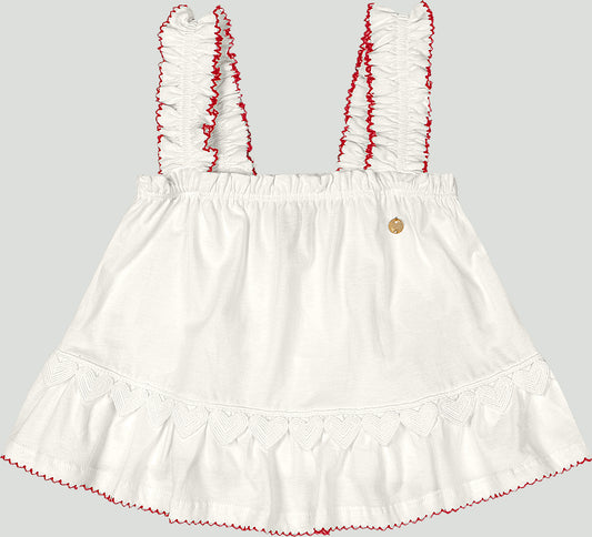 Set conjunto camisa blanca short cuadros rojo niña Up Baby 46875-000106