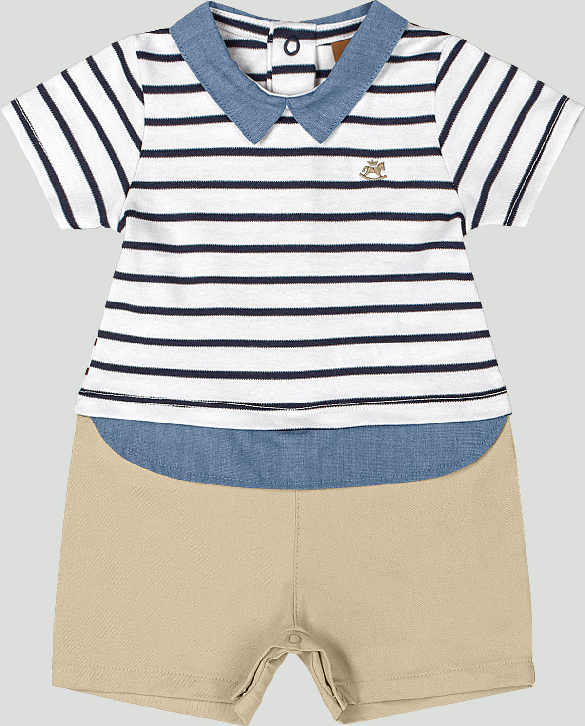 Set Mameluco enterizo blanco azul rayas bebe niño Up Baby 46975-000101