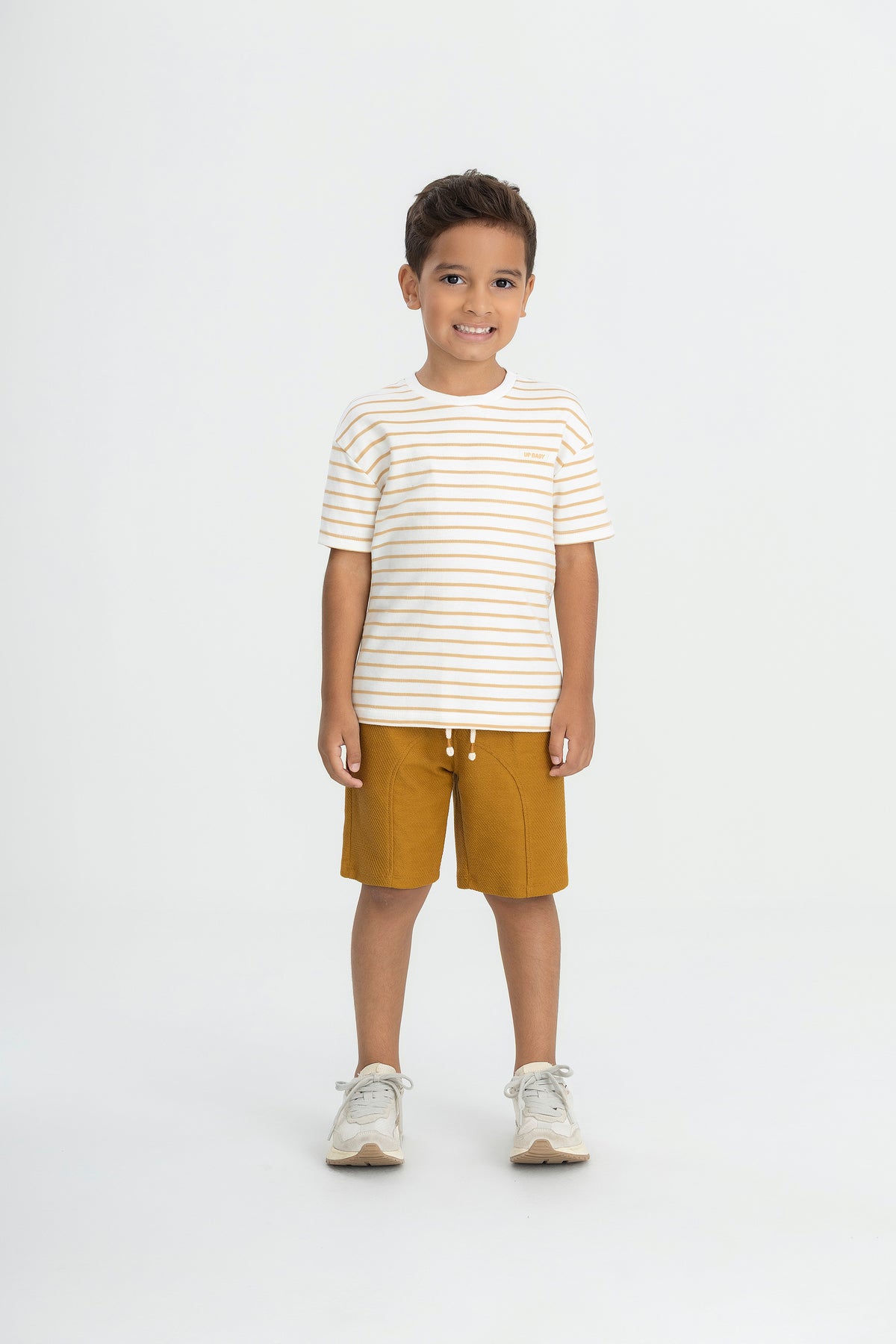 Set conjunto camisa rayas cafe short cafe niño Up Baby 47232-000106