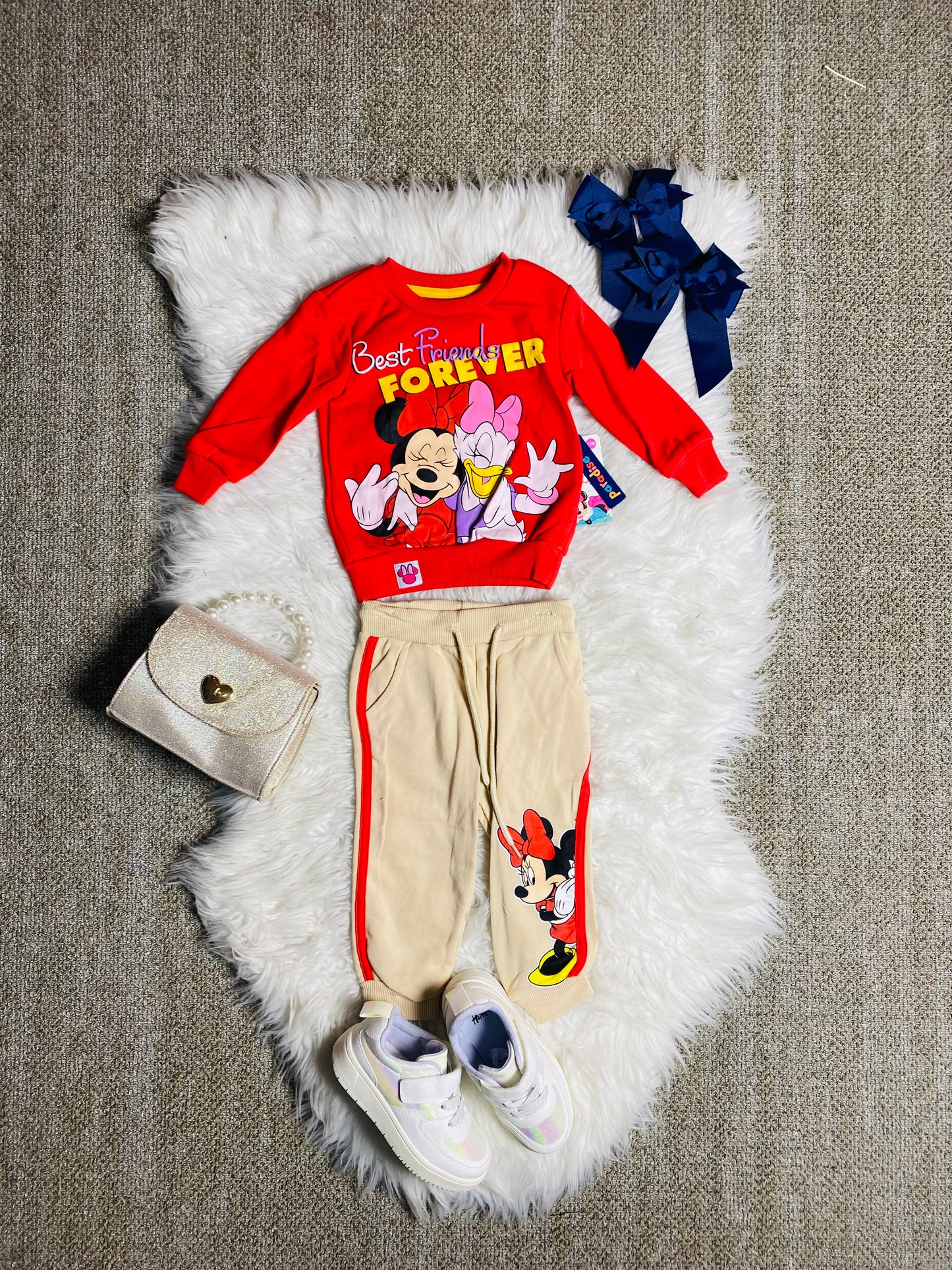 Set 2 Piezas pijama roja celeste Minnie Disney niña promo 2x1000