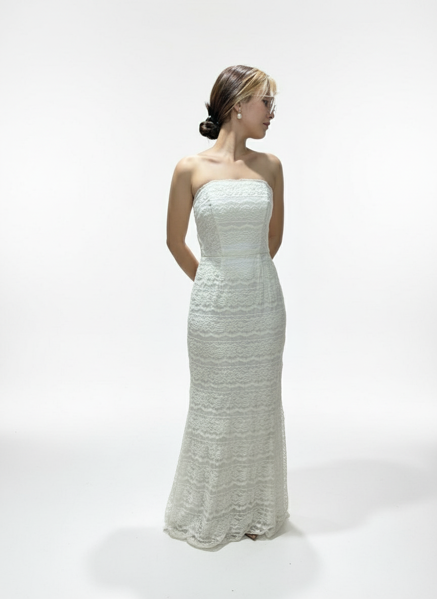 Vestido gala dama blanco novia talla 2
