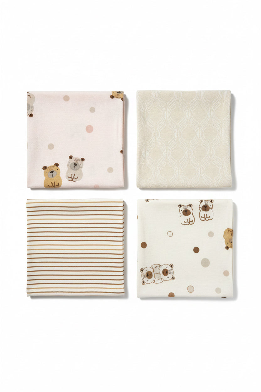 Set 4 sabanas cobijas bebe niño osos capibara