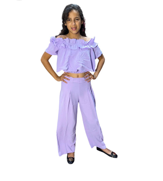 Set 2 piezas niña morado pantalón camisa Chic mi CSG1208-5