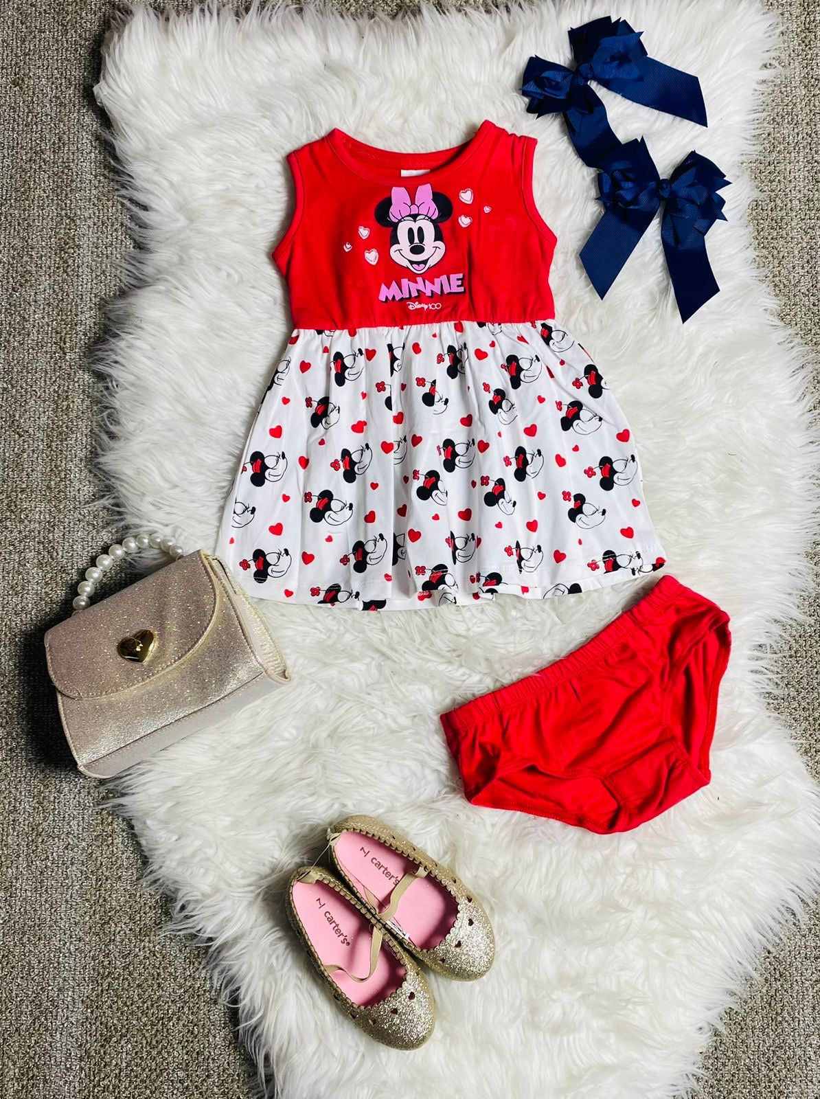 Vestido rojo Minnie Disney bebe niña promo 3x1000