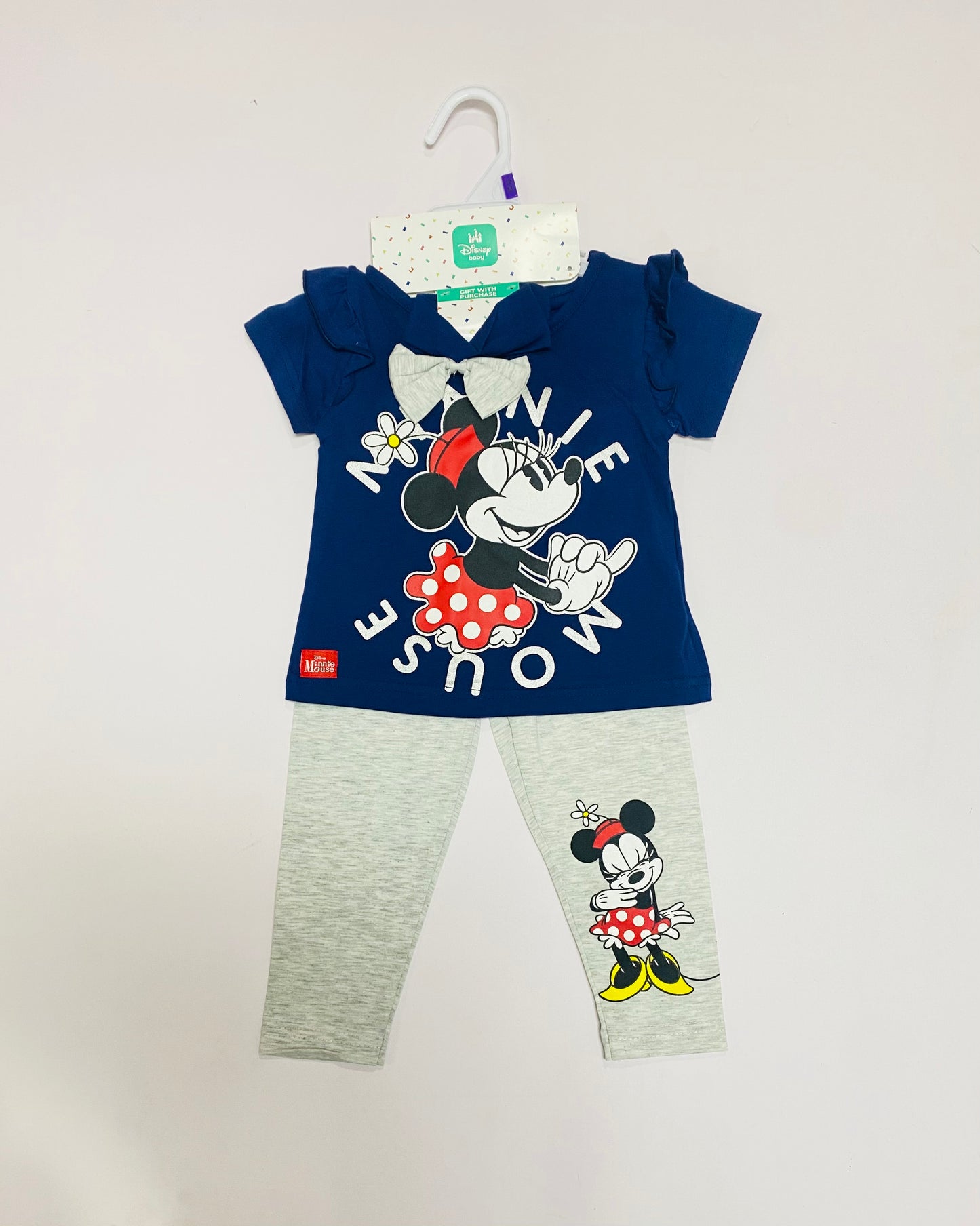 Set conjunto 2 piezas Minnie bebe niña camisa azul pantalon gris D9-MI-1290B promo 2x1000