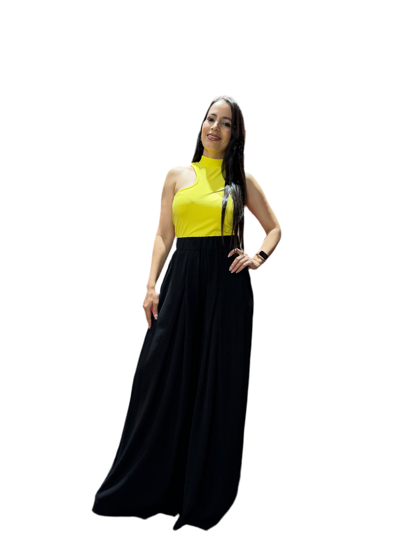 Pantalon dama ancho wide leg mujer CPD1068-63 590395 negro